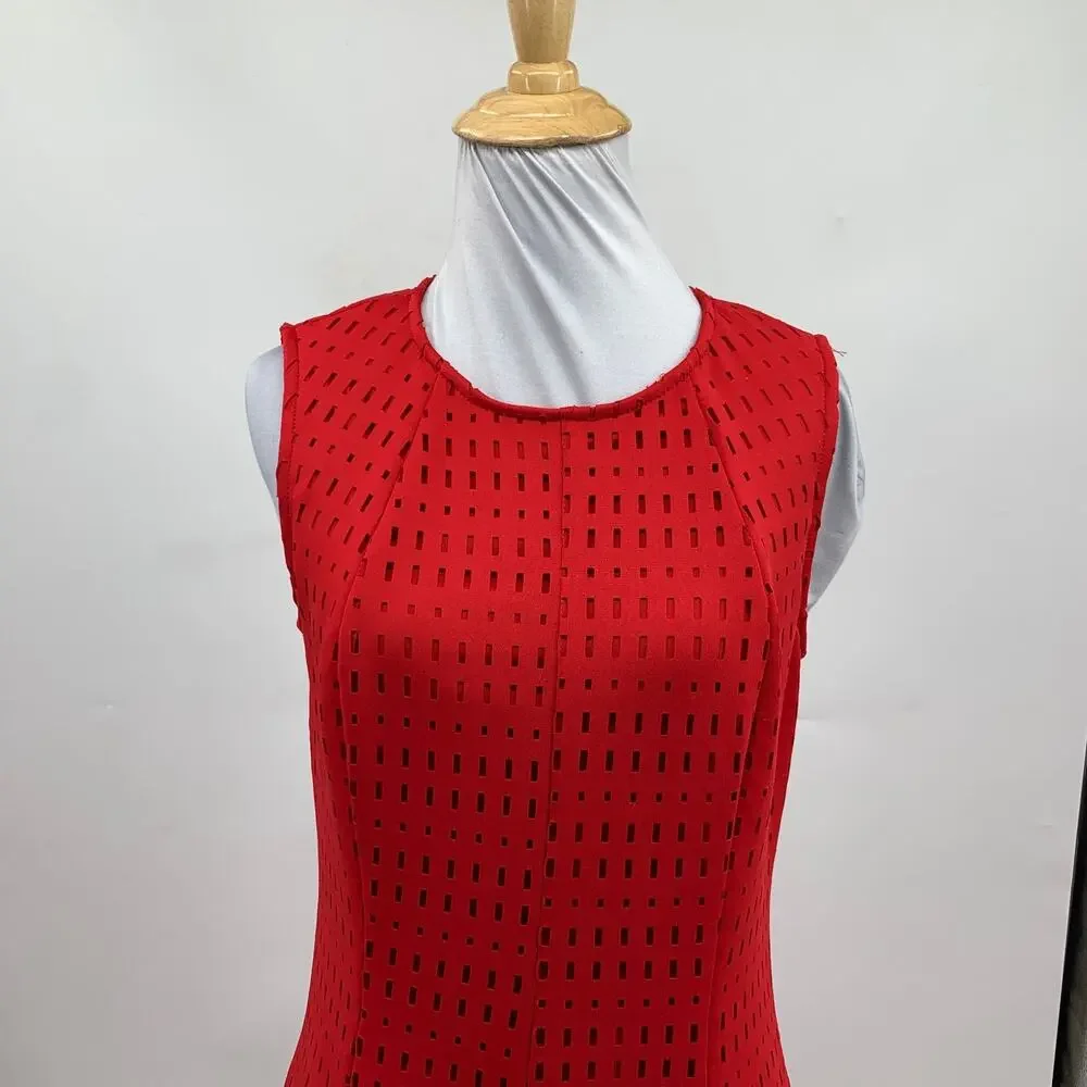 Joseph Ribkoff Dress Womens 6 Cutwork Lasercut Fit Flare Sleeveless Lined Skater